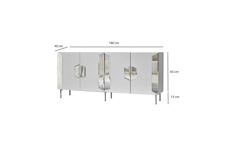 Stedum Konsolbord 180 cm - Hvid/Sølv - Møbler - Borde - Aflastningsbord - Konsolbord & sidebord