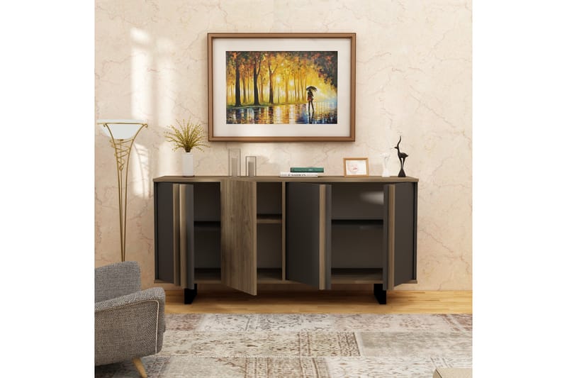Syloin Konsolbord 160 cm - Antracit/Valnød - Konsolbord & sidebord - Entrébord - Semmenfoldeligt bord