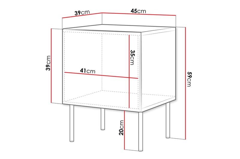 Laholm Natbord 45 cm - Hvid - Møbler - Borde - Aflastningsbord - Sengebord