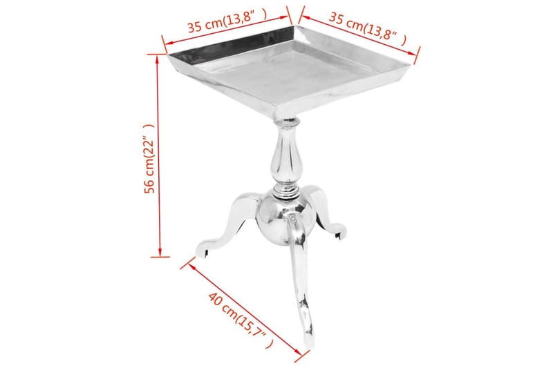 Firkantet Sidebord I Aluminium Sølvfarvet - Sølv - Møbler - Borde - Aflastningsbord - Lampebord