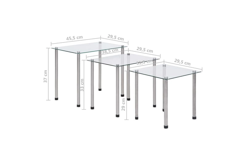 Indskudsbordssæt 3 Stk. Hærdet Glas Transparent - gennemsigtig - Møbler - Borde - Aflastningsbord - Lampebord