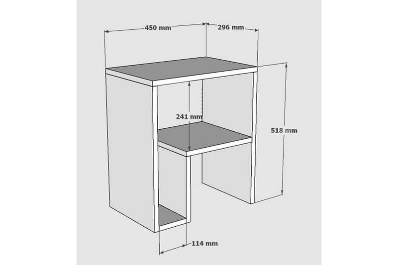 Malem Sidebord 52 cm 2 Hylder - Hvid - Møbler - Borde - Aflastningsbord - Lampebord