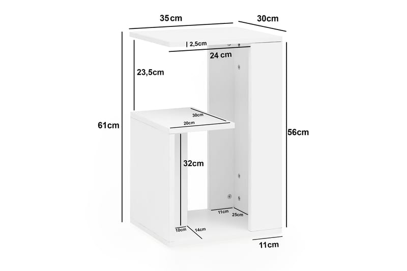 Melindy sidebord 35 cm - Hvid - Møbler - Borde - Aflastningsbord - Lampebord