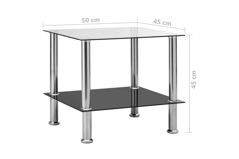 Sidebord 45X50X45 cm Hærdet Glas Transparent - gennemsigtig - Møbler - Borde - Aflastningsbord - Lampebord