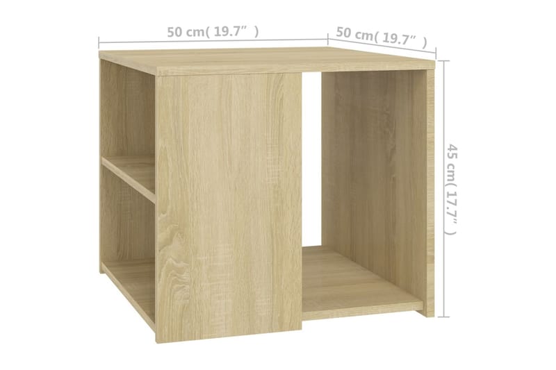 sidebord 50x50x45 cm spånplade sonoma-eg - Brun - Møbler - Borde - Aflastningsbord - Lampebord