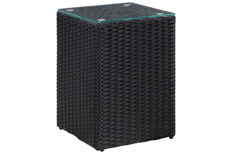 Sidebord Med Glastop 35X35X52 cm Polyrattan Sort - Møbler - Borde - Aflastningsbord - Lampebord