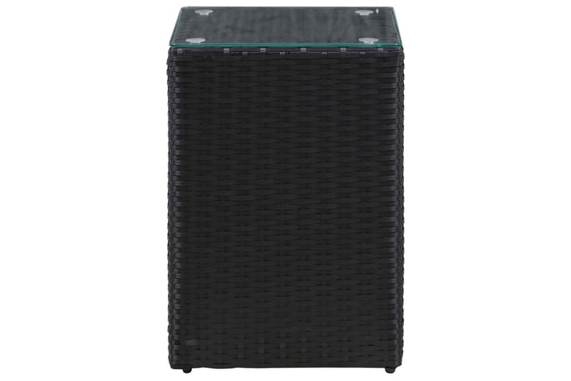 Sidebord Med Glastop 35X35X52 cm Polyrattan Sort - Møbler - Borde - Aflastningsbord - Lampebord