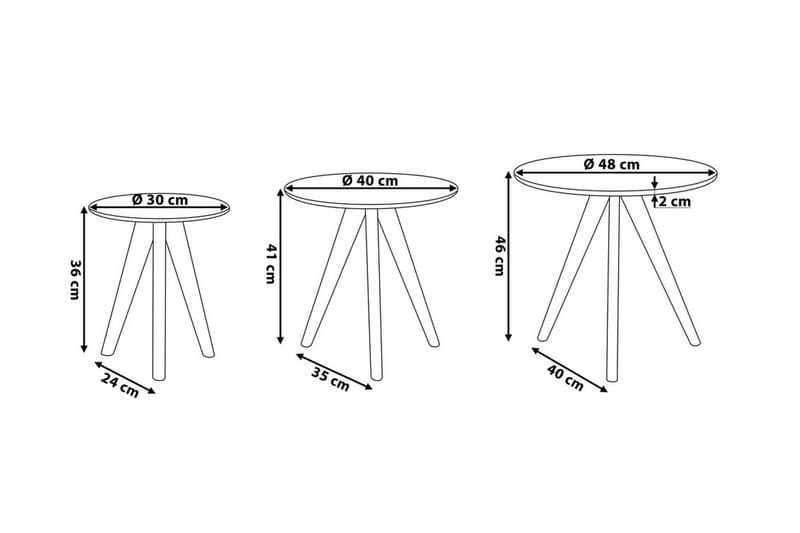 Vegas sidebord 3 St 48 | 48 | 48 cm - Træ / natur - Møbler - Borde - Aflastningsbord - Lampebord