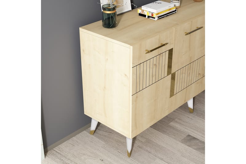 Moda Konsolbord 150 cm - Brun/Eg/Guld - Møbler - Borde - Aflastningsbord - Entrébord