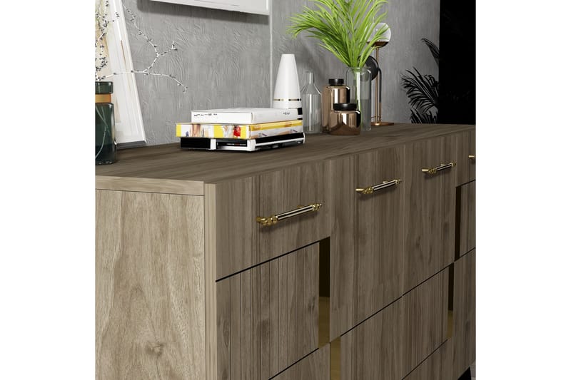 Moda Konsolbord 150 cm - Valnød/Guld - Møbler - Borde - Aflastningsbord - Entrébord