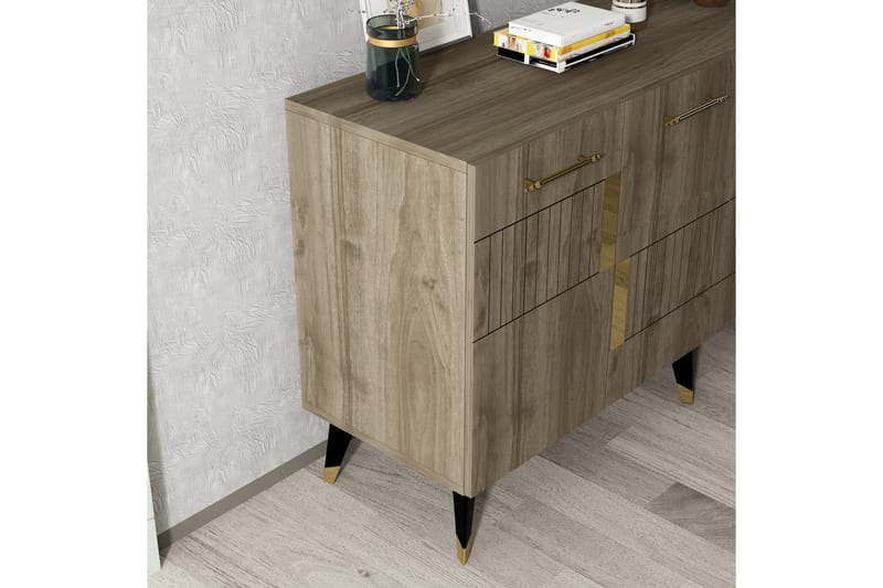 Moda Konsolbord 150 cm - Valnød/Guld - Møbler - Borde - Aflastningsbord - Entrébord