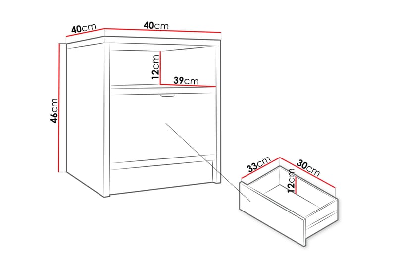 Munkedal Natbord 40 cm - Hvid - Møbler - Borde - Aflastningsbord - Sengebord