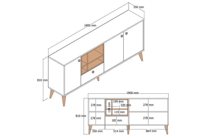 Scone Konsolbord 180 cm - Antracit/Valnød - Møbler - Borde - Aflastningsbord - Entrébord