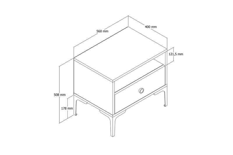 Ameias Sengebord 56x40 cm Brun/Hvid - Hanah Home - Møbler - Borde - Aflastningsbord - Sengebord