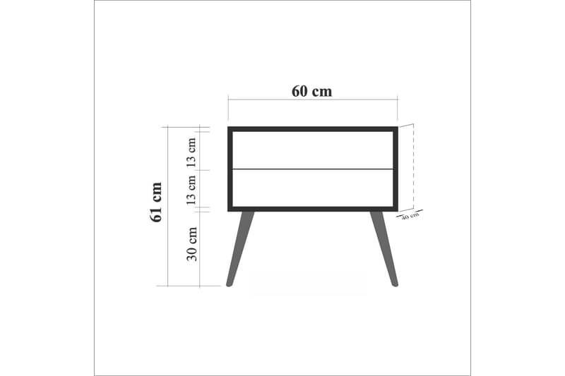 Brokind Sengebord 60 cm med Opbevaring 2 Skuffer Dekor - Natur/Blå - Møbler - Borde - Aflastningsbord - Sengebord