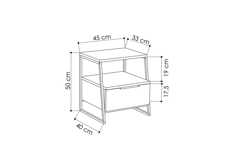 Desgrar Sengebord 45x50 cm - Brun - Møbler - Borde - Aflastningsbord - Sengebord