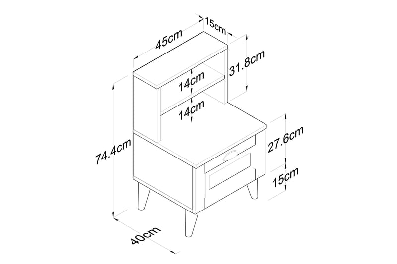 Eladia Sengebord 45 cm - Hvid - Møbler - Borde - Aflastningsbord - Sengebord