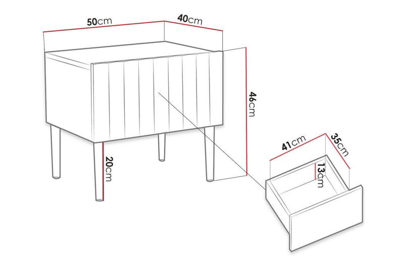 Glenndale Sengebord 50 cm - Hvid - Møbler - Borde - Aflastningsbord - Sengebord