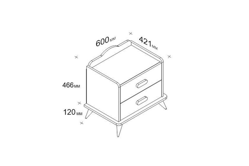 Hejde Sengebord 60 cm med Opbevaring 2 Skuffer - Hvid - Møbler - Borde - Aflastningsbord - Sengebord