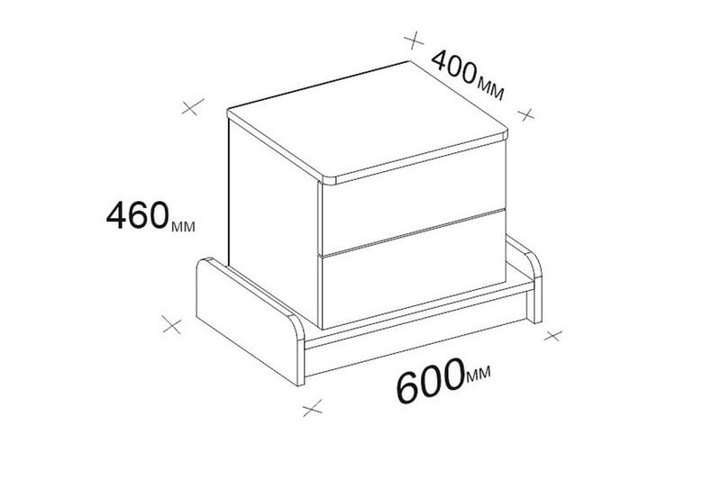 Hejde Sengebord 60 cm med Opbevaring 2 Skuffer - Hvid/Brun - Møbler - Borde - Aflastningsbord - Sengebord