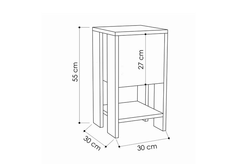 Homitis Sengebord 30 cm med Opbevaring Hylde + Låge - Hvid - Møbler - Borde - Aflastningsbord - Sengebord