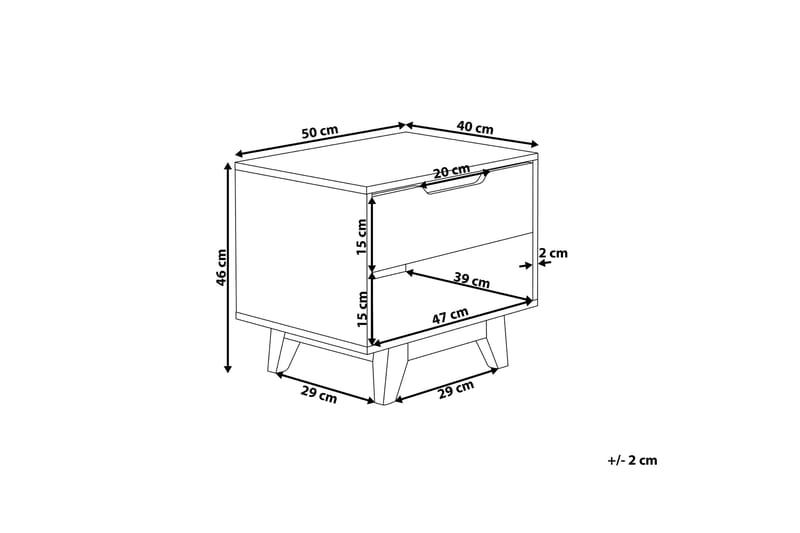 Hultz Sengebord 50 cm med Opbevaring Skuffe + Hylde - Hvid - Møbler - Borde - Aflastningsbord - Sengebord