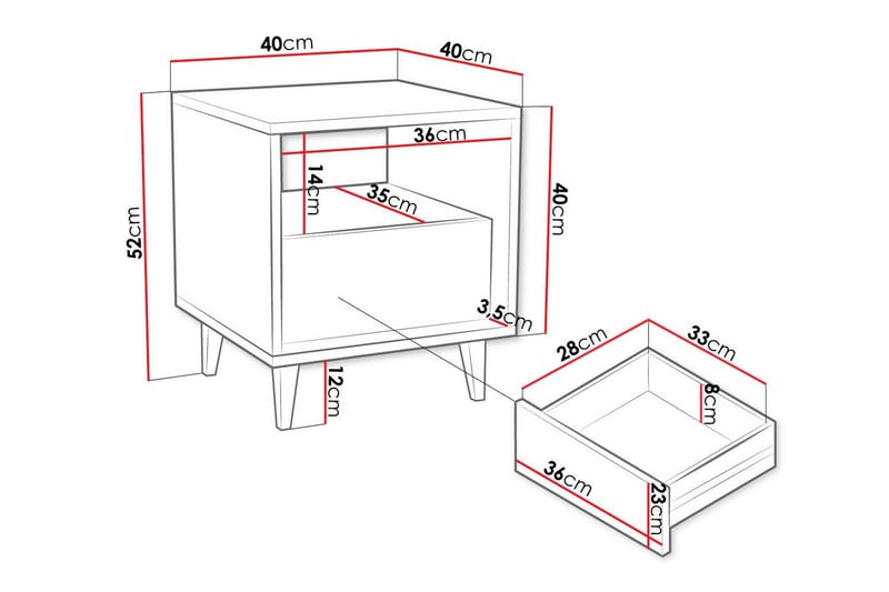 Kintore Sengebord 40 cm - Brun - Møbler - Borde - Aflastningsbord - Sengebord