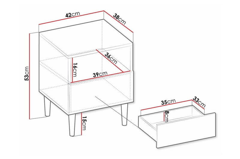 Kintore Sengebord 42 cm - Hvid - Møbler - Borde - Aflastningsbord - Sengebord