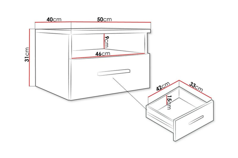 Kintore Sengebord 50 cm - Hvid - Møbler - Borde - Aflastningsbord - Sengebord