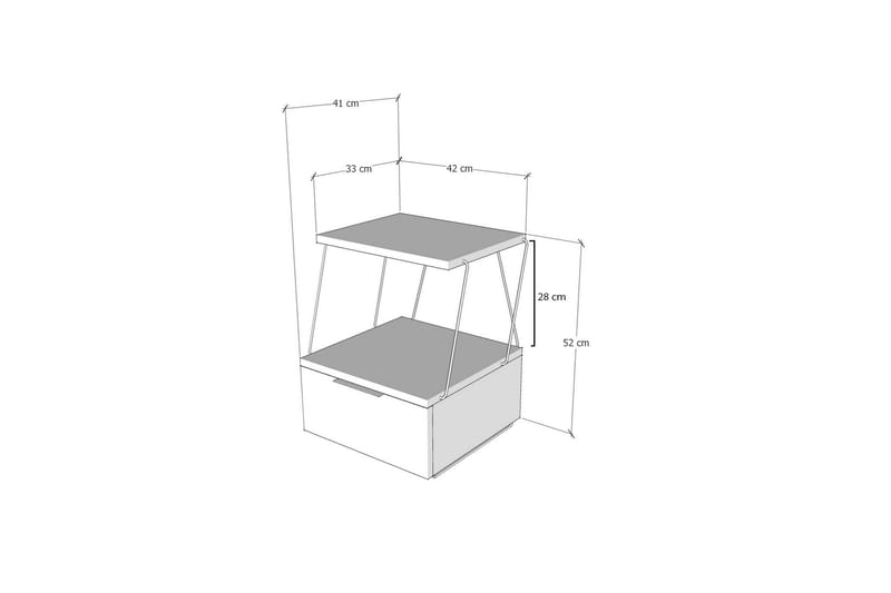 Kondu Sengebord 42x41 cm - Antracit - Møbler - Borde - Aflastningsbord - Sengebord