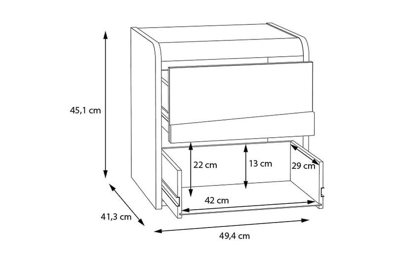 Koziakas Sengebord 41x49 cm - Grå/Hvid/Gul - Møbler - Borde - Aflastningsbord - Sengebord