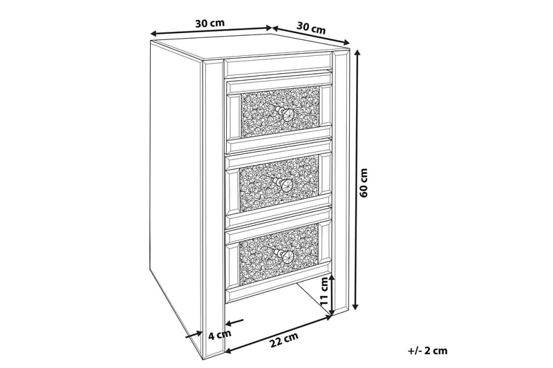 Loray Sengebord 30 cm - Spejleffekt/Sølv - Møbler - Borde - Aflastningsbord - Sengebord