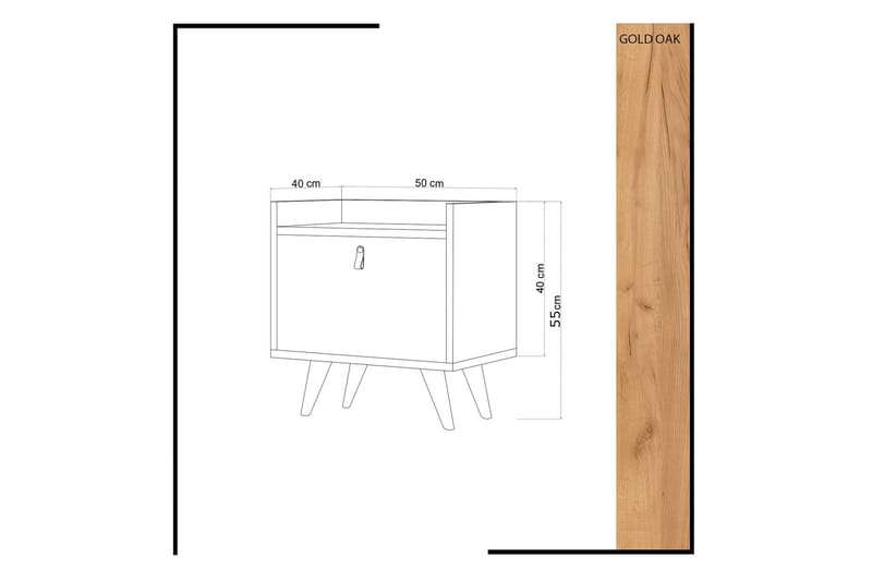 Mod Design Sengebord 50 cm med Opbevaring Skab Læderbeslag - Træ/Hvid - Møbler - Borde - Aflastningsbord - Sengebord