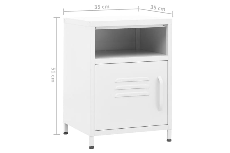 natborde 2 stk. 35x35x51 cm stål hvid - Hvid - Møbler - Borde - Aflastningsbord - Sengebord