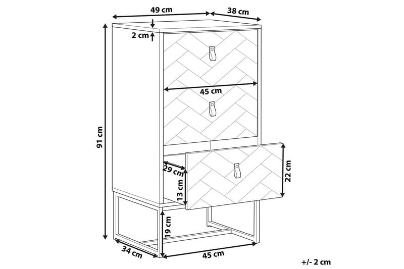 Nueva Kommode 49 cm - Mørkebrun/Hvid - Møbler - Borde - Aflastningsbord - Sengebord