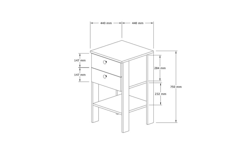 Rinorea Sengebord 44x75 cm - Hvid - Møbler - Borde - Aflastningsbord - Sengebord