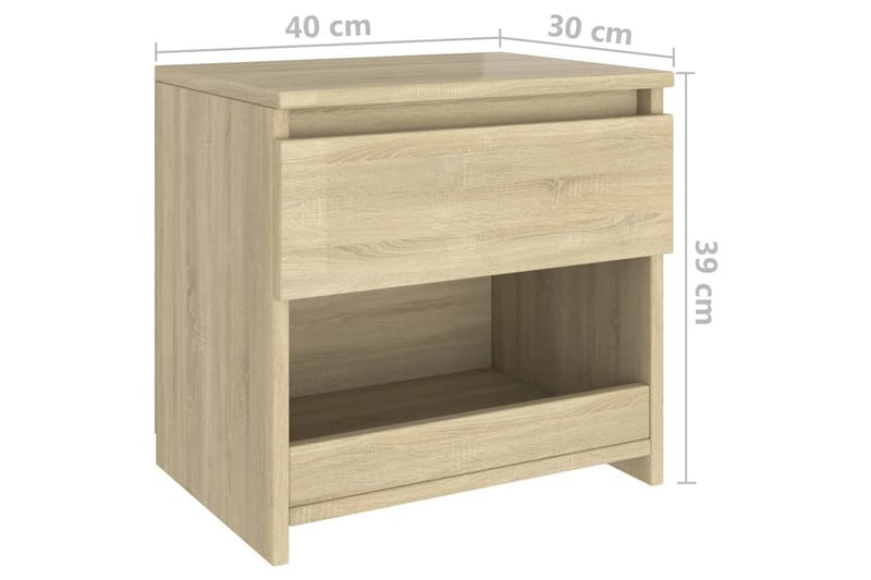 sengebord 40x30x39 cm spånplade sonoma-eg - Brun - Møbler - Borde - Aflastningsbord - Sengebord