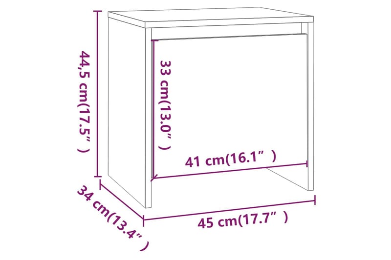 sengebord 45x34x44,5 cm spånplade grå sonoma-eg - Grå - Møbler - Borde - Aflastningsbord - Sengebord