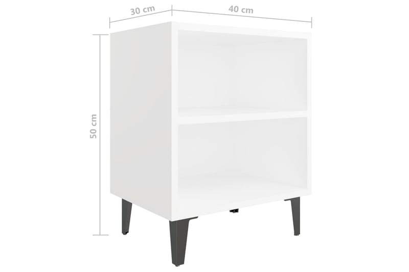 sengebord med metalben 40x30x50 cm hvid - Hvid - Møbler - Borde - Aflastningsbord - Sengebord