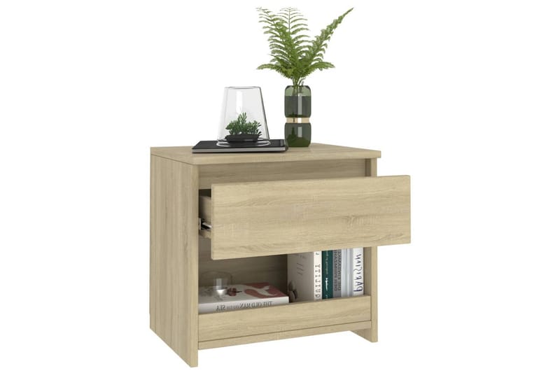 sengeborde 2 stk. 40x30x39 cm spånplade sonoma-eg - Brun - Møbler - Borde - Aflastningsbord - Sengebord