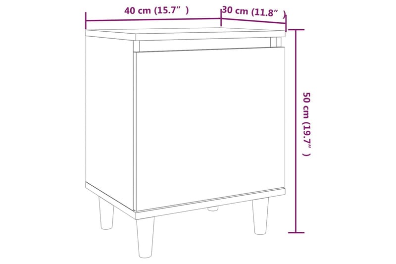 sengeborde 2 stk. massive træben 40x30x50 cm brun egetræsfar - Brun - Møbler - Borde - Aflastningsbord - Sengebord