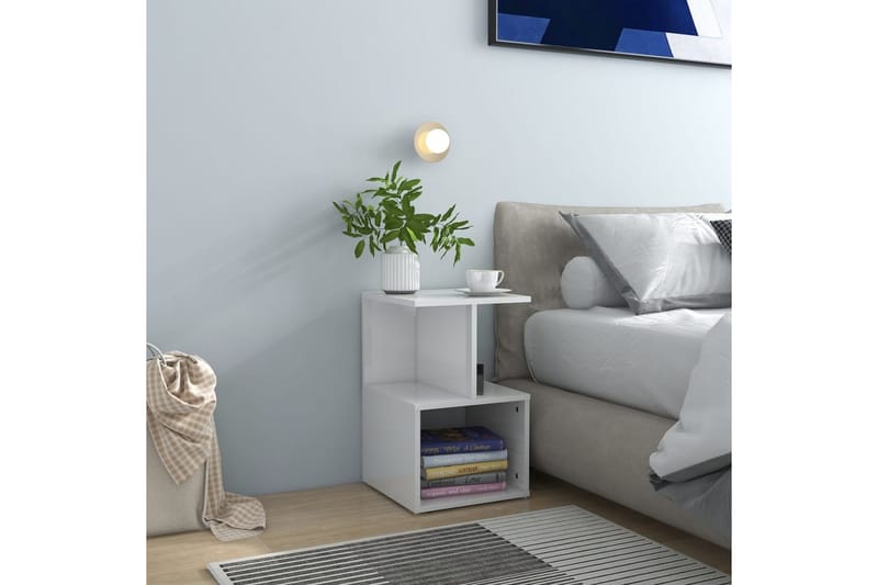 sengeskab 35x35x55 cm spånplade hvid højglans - Hvid - Møbler - Borde - Aflastningsbord - Sengebord