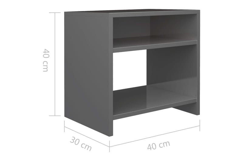 sengeskab 40 x 30 x 40 cm spånplade grå højglans - Møbler - Borde - Aflastningsbord - Sengebord