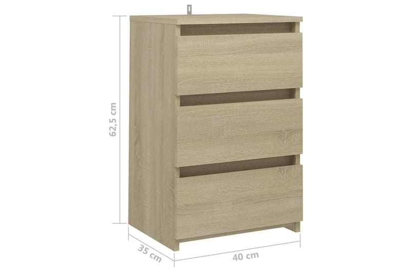 sengeskab 40x35x62,5 cm spånplade sonoma-eg - Brun - Møbler - Borde - Aflastningsbord - Sengebord