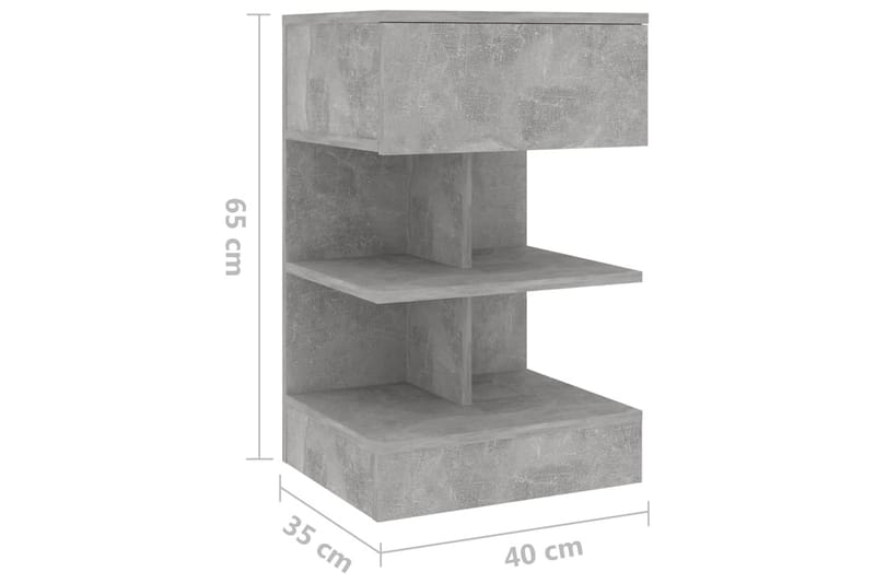 sengeskab 40x35x65 cm spånplade betongrå - Grå - Møbler - Borde - Aflastningsbord - Sengebord