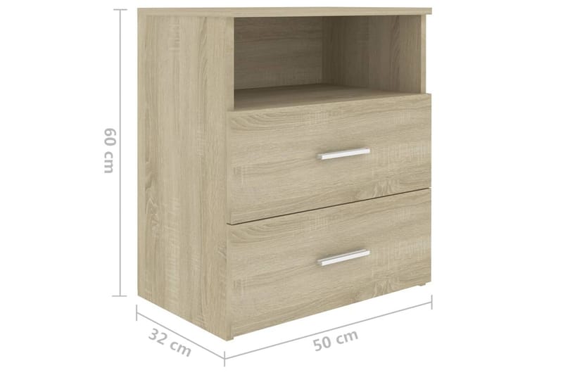 sengeskab 50x32x60 cm sonoma-eg - Brun - Møbler - Borde - Aflastningsbord - Sengebord