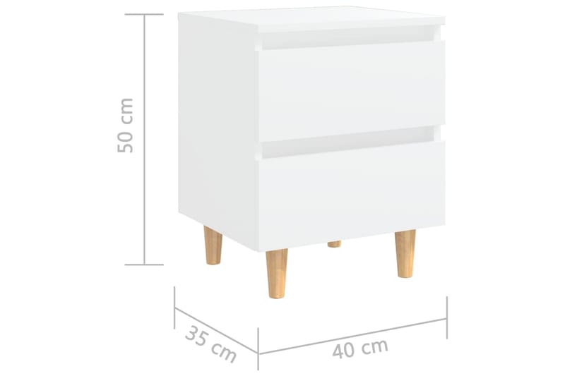 sengeskab med ben i massivt fyrretræ 40x35x50 cm hvid - Hvid - Møbler - Borde - Aflastningsbord - Sengebord