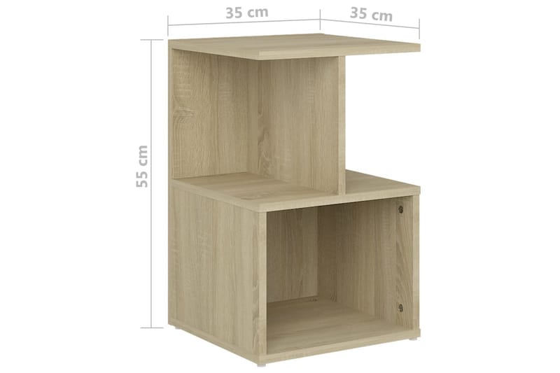 sengeskabe 2 stk. 35x35x55 cm spånplade sonoma-eg - Brun - Møbler - Borde - Aflastningsbord - Sengebord