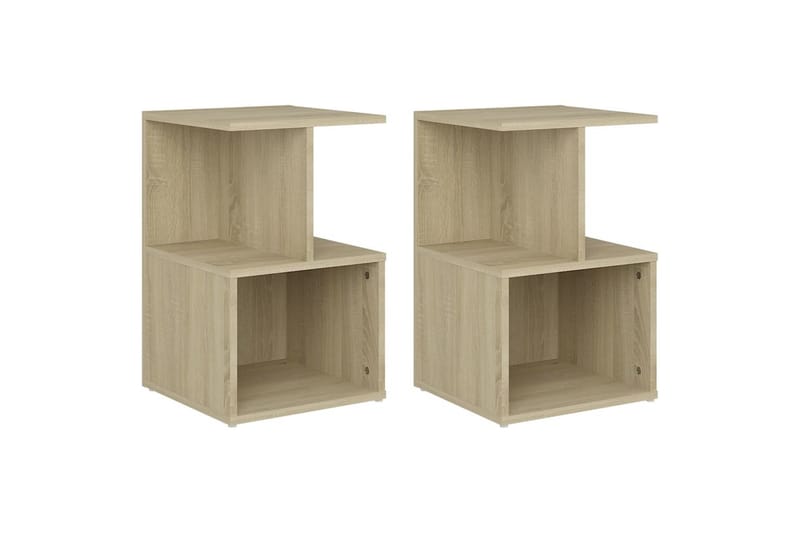 sengeskabe 2 stk. 35x35x55 cm spånplade sonoma-eg - Brun - Møbler - Borde - Aflastningsbord - Sengebord