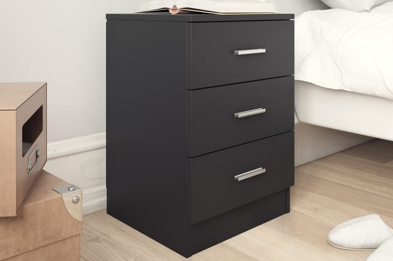 Sengeskabe 2 stk. 38 x 35 x 65 cm spånplade sort - Sort - Møbler - Borde - Aflastningsbord - Sengebord